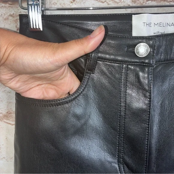 Aritzia Wilfred The Melina Pant in Black Faux Leather  Size 2 - Picture 5 of 9